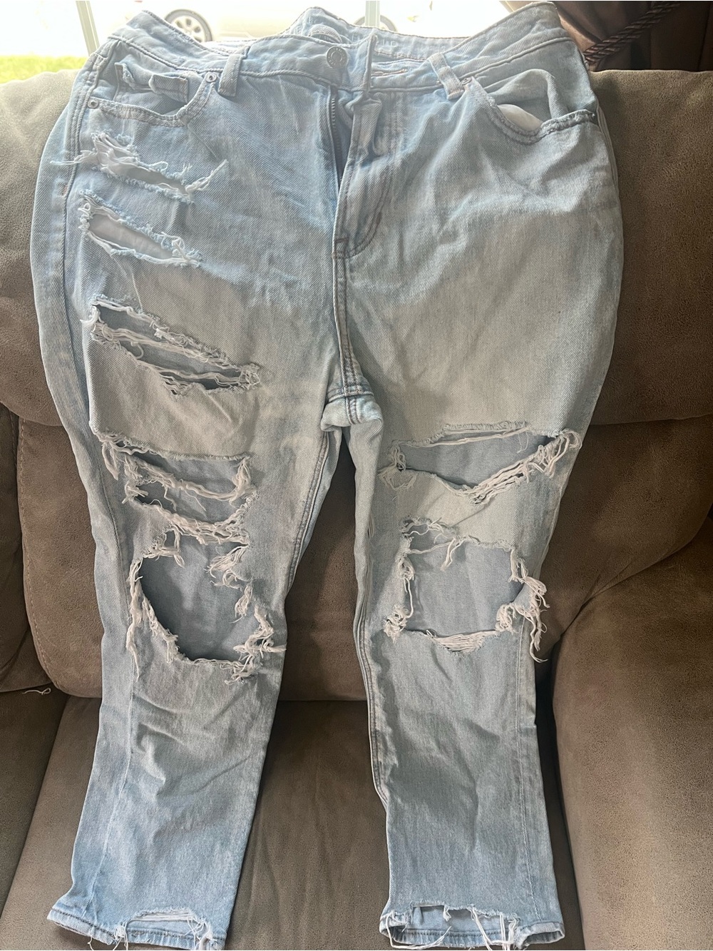 American Eagle Outfitters Light Blue Ripped Slim Straight Jeans